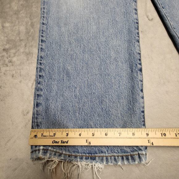 Lucky Brand Dungarees Jeans Mens 36x30 Light Wash Made in USA Distressed Ripped - Picture 6 of 10